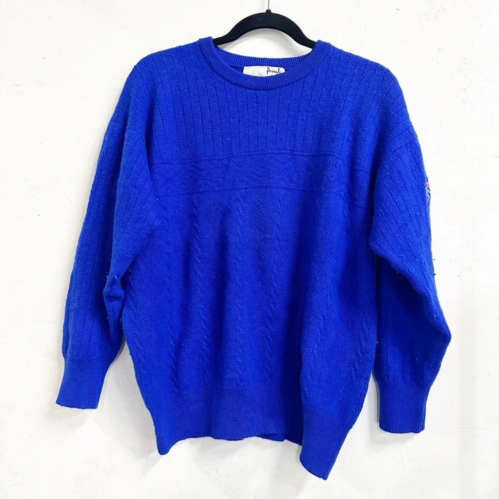 Pringle Nick Faldo Argyle Lambswool Golf Crew Neck Blue Sweater Sz Mens Medium